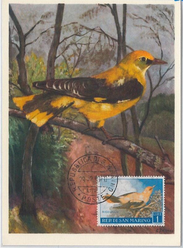 52654 - SAN MARINO -  FDC MAXIMUM CARD - 28.01.1960  ANIMALS:  BIRDS - 1 Lira