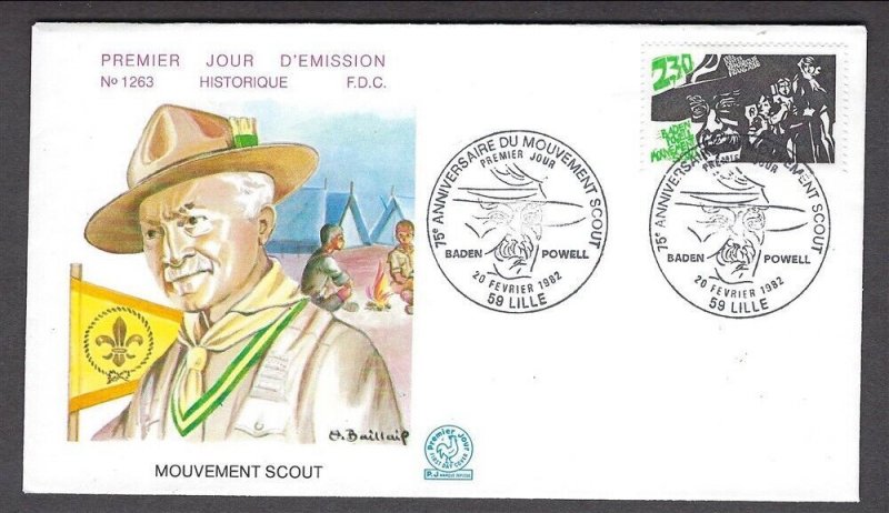 1982 France World Scouting 75th ann BadenPowell Boy Scouts FDC modele depos