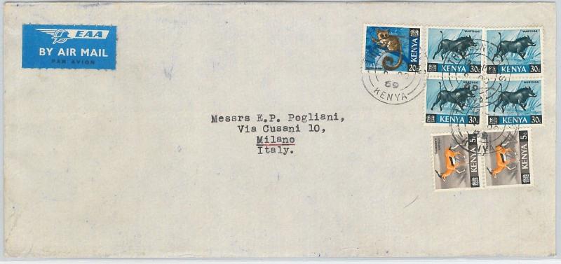 61372  - KENYA  - POSTAL HISTORY -  COVER to ITALY 1965 - FAUNA Animals