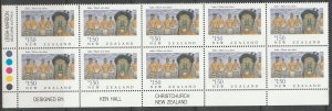 New Zealand 1990 $1.50 Heritage - The Maori Plate Block UHM