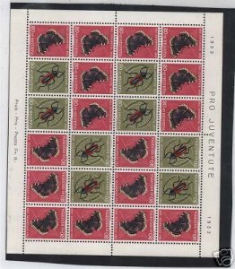 Switzerland #B229a Mint 1953 Semi Postal Bug Sheet VFNH