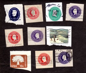 USA, Cut Squares, Lot of 10 used cut squares.  Lot 230811 -22