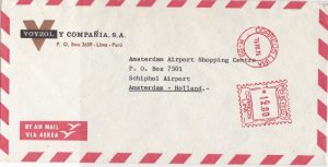 Peru 1976 Airmail Voyzol Co.Slogan Lima Cancel Meter Mail Stamps Cover Ref 29324