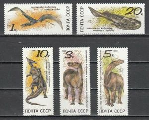 Russia, Scott cat. 5920-5924. Dinosaurs issue.