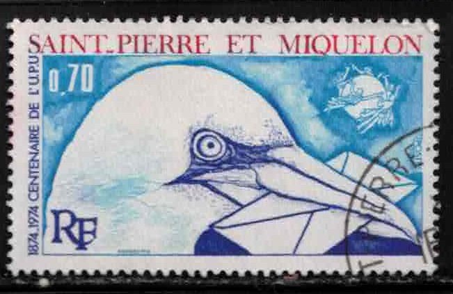ST PIERRE & MIQUELON Scott # 432 Used - Bird - Gannet Holding Letter