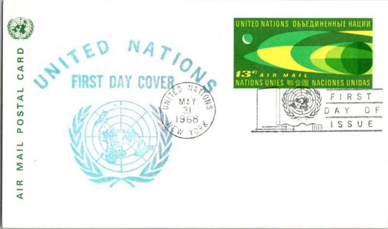 United Nations, New York, Worldwide Government Postal Card, Worldwide First D...