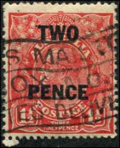 Australia SC# 106 George V Two Pence o/p on 1-1/2d Used