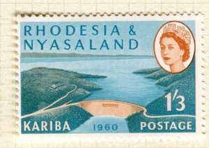 RHODESIA/NYASALAND; 1960 Kariba Dam QEII issue Mint hinged 1s. 3d. value