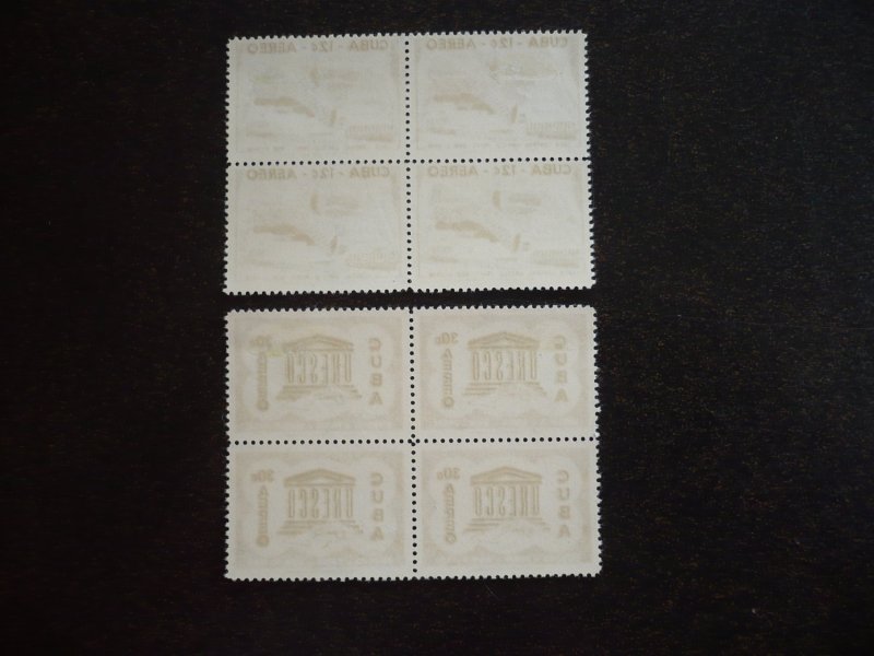 Stamps - Cuba - Scott#C193-C194 - Mint Hinged Set of 2 Stamps in Blocks of 4