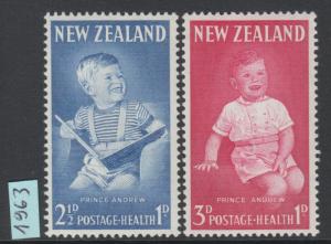 XG-I678 NEW ZEALAND - Royalty, 1963 Prince Andrew, Health Stamps MNH Set