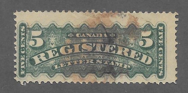 Canada Scott #F2 Used 5c Registration stamp 2018 CV $6.00