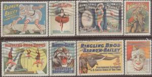 VERINIGTE STAATEN ETAS UNIS USA 2014 VINTAGE CIRCUS POSTERS CLOWN SET OF 8V S...