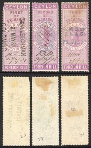 Ceylon Foreign Bill BF32 2r25 1st 2nd and 3rd Exchange