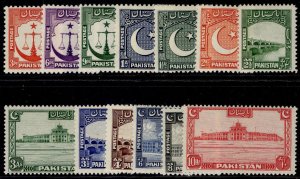 PAKISTAN GVI SG24-36, 1948-57 SHORT set, M MINT. Cat £52.