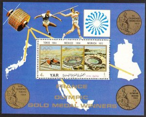 {Y124} Yemen 1972 Olympics Munich Winners France S/S MNH** Mi.:Bl.181 12,00Eur