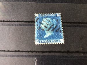 Great Britain queen Victoria 2 penny Blue stamp Ref  56871