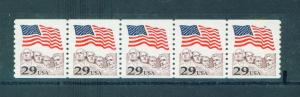 US Sc# 2523 MNH FVF 5 Strip Pl# 7 Flag Mt. Rushmore