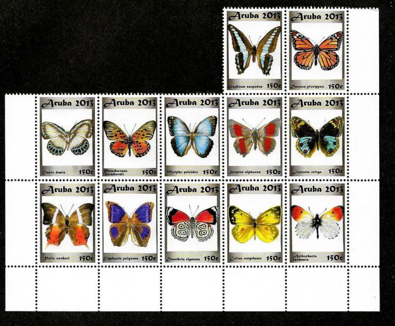 Aruba Mint NH Butterflies Sheet!