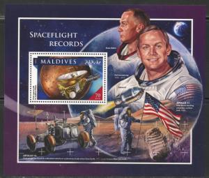 MALDIVES ISLANDS 2016 SPACE RECORDS MOON LANDING APOLLO 11 & 15  S/S  MINT NH