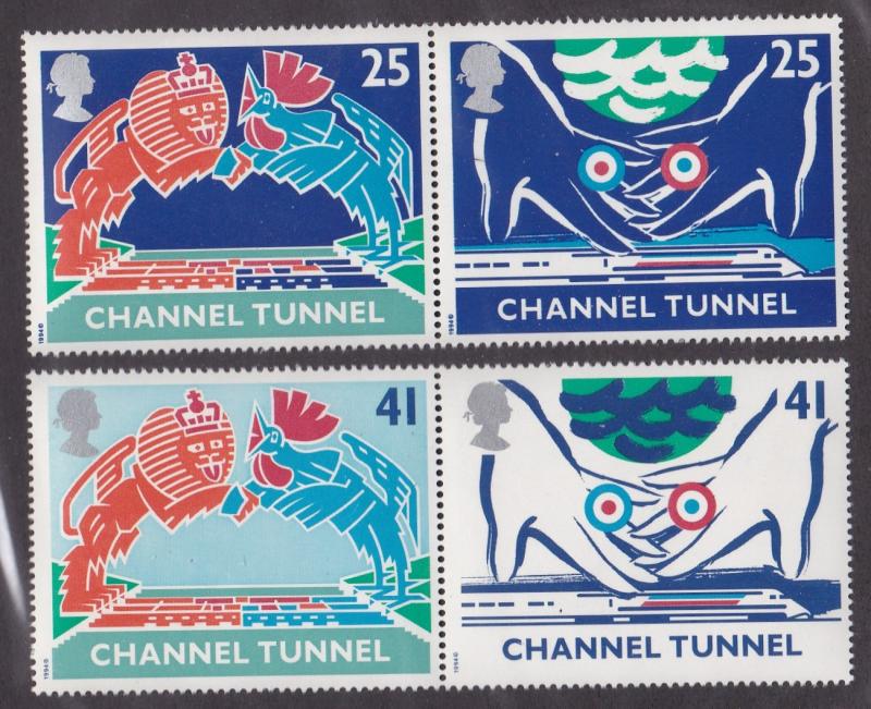Great Britain # 1559a & 1561a, Channel Tunnel, NH, 1/2 Cat.