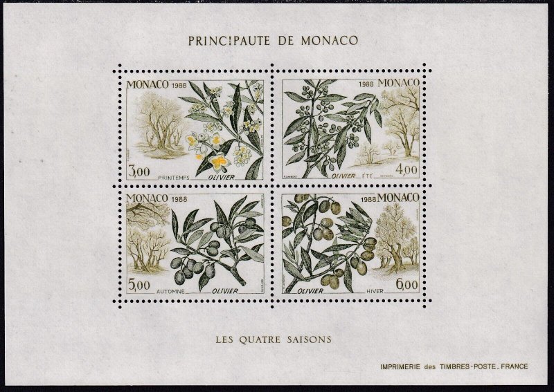 Sc# 1645 Monaco 1988 Life cycle of Olive Tree S/S miniature sheet MNH $12.00