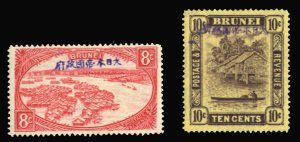 Brunei - Japanese Occupation #N10-11 Cat$23.50, 1942 8c and 10c, hinged
