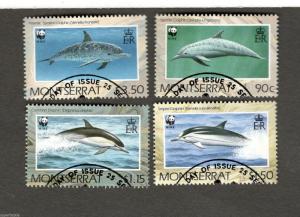 1990 Montserrat #753-56 Set of 4 Θ used DOLPHIN stamps WWF