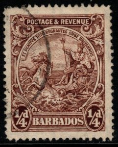 BARBADOS SG229 1925 ¼d BROWN FINE USED