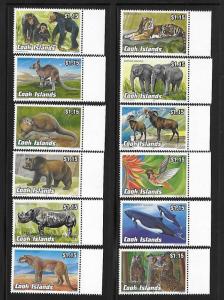 Cook islands 1992 Endangered wildlife Tiger Elephant kangaroo MNH A526