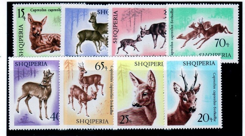 ALBANIA Sc 1043-50 LH ISSUE OF 1967 - ANIMALS - DEERS