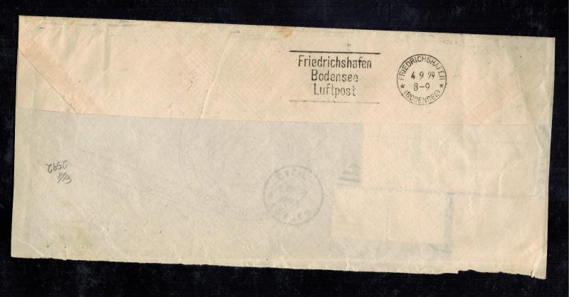 1929 Exeter CA USA LZ 127 Graf Zeppelin cover Around the World Flight to Germany