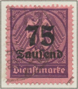 Germany Deutsches Reich Inflation Official Dienstmarke 75 Thousand on 50Mk Mi...