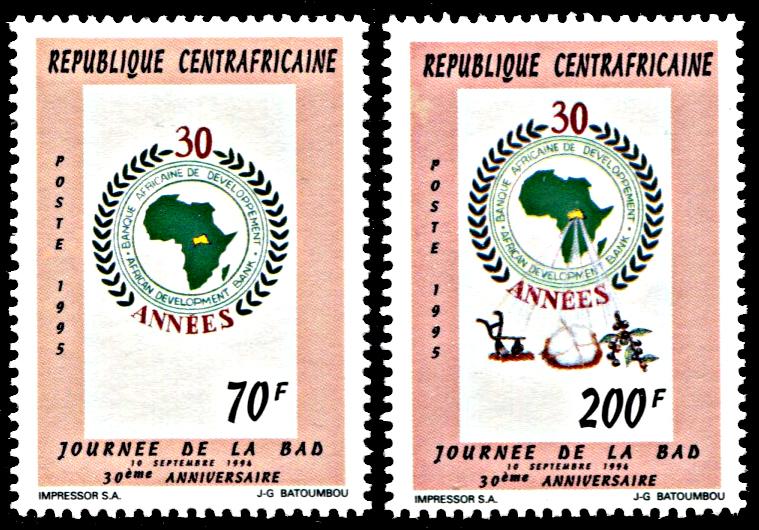 Central Africa 1088-1089, MNH, 30th anniversary African Development Bank