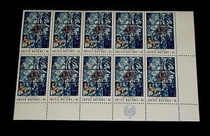 U.N. 1967,NEW YORK #180, CHAGALL WINDOW. MNH, INSC. BLK/10, NICE! LQQK!