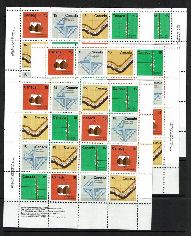 Canada SC# 582 - 585 Cplt Sheets / ALL 4 Designer Margin Positions / MNH - S2403