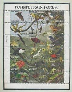 MICRONESIA - Sc 149  S/S - FVF MNH - Pohnpei Rain Forest, birds, flowers, lizard