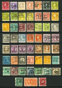 #415 / #700, #J65 1914-1931 1/2c-50c Crazy Precancel Error Lot Inverted, Tilted