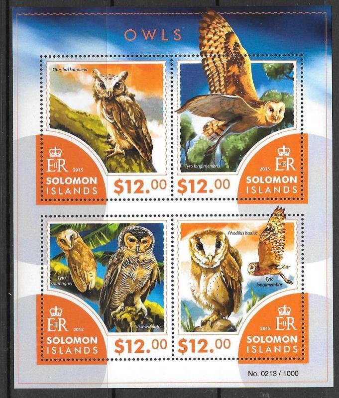 SOLOMON ISLANDS 2015 OWLS (1) MNH 