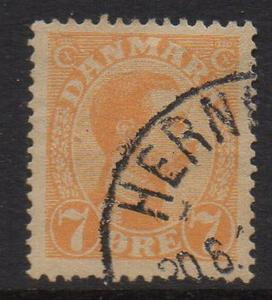 Denmark Sc 98 1918 7 ore orange Christian X stamp used