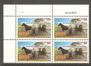 #3090 Rural Free Delivery Plate Block Mint NH