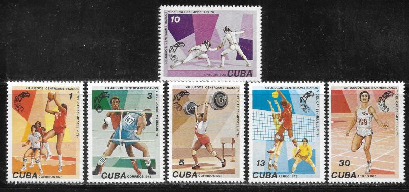 Cuba 2196-2199, C288-C289 1978 Central American Games set MNH