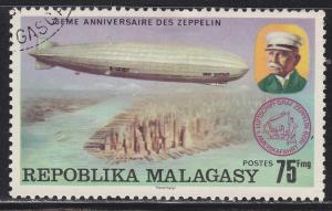 Fr Madagascar 547 Used 1976 Count Zeppelin and LZ-128