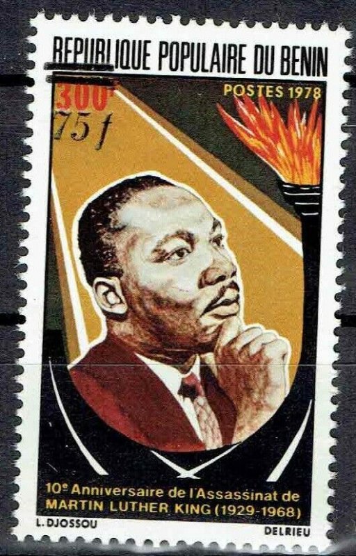 Benin 1985 michel 385 75f martin luther king anniversary overprint surcharge mnh 