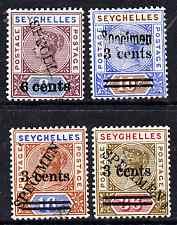 Seychelles 1901 QV Surcharge set of 4 handstamped SPECIME...