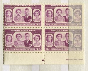 BECHUANALAND; 1947 early GVI Royal Visit issue MINT MHN Inscription BLOCK