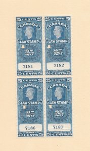 Canada: 25c Law Stamp Blk/4 Van Damm # FSC24, Punch Canx (53612)