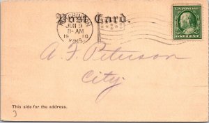 1910 - 1c Stamp - Postal Orcer Card - Flag Cancel - Hutchinson, KS - J1708