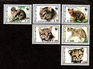 Surinam 1010-1015 Mint NH WWF Cats!