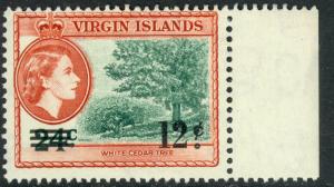 BRITISH VIRGIN ISLANDS 1962 12c on 24c CEDAR Tree Surcharge Issue Sc 135 MNH