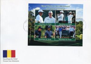 Chad 2018 FDC Tiger Woods Phil Mickelson 4v M/S Cover Golf Sports Stamps